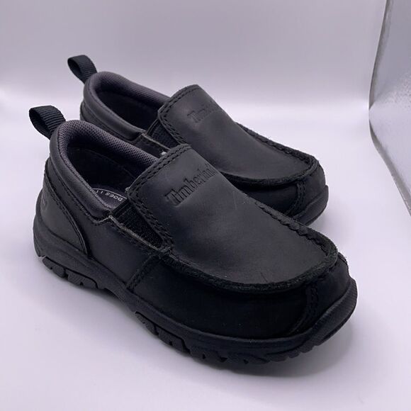 Timberland Kids Black Leather Slip On Shoes (Size: 7.5 Toddler) - Picture 4 of 16